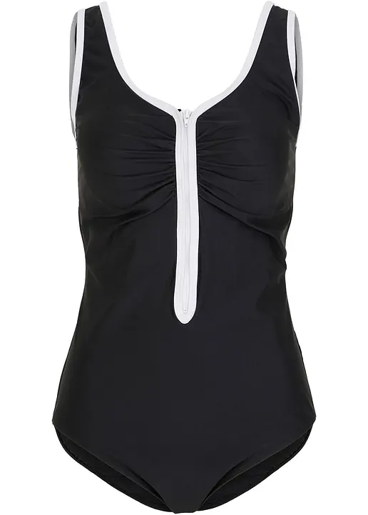 Light Shape Badeanzug mit Reißverschluss in schwarz von vorne - bonprix