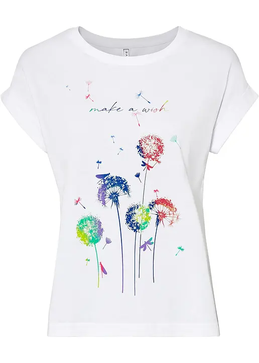 Shirt mit Pusteblumen in weiß von vorne - bonprix