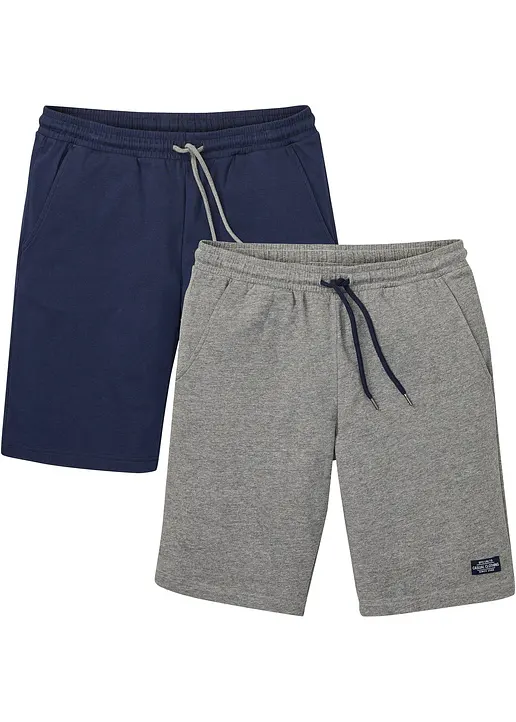 Sweat-Bermuda (2er Pack) in blau von vorne - bonprix