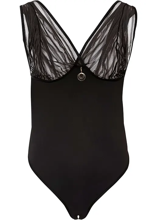 Stringbody ouvert in schwarz von vorne - VENUS