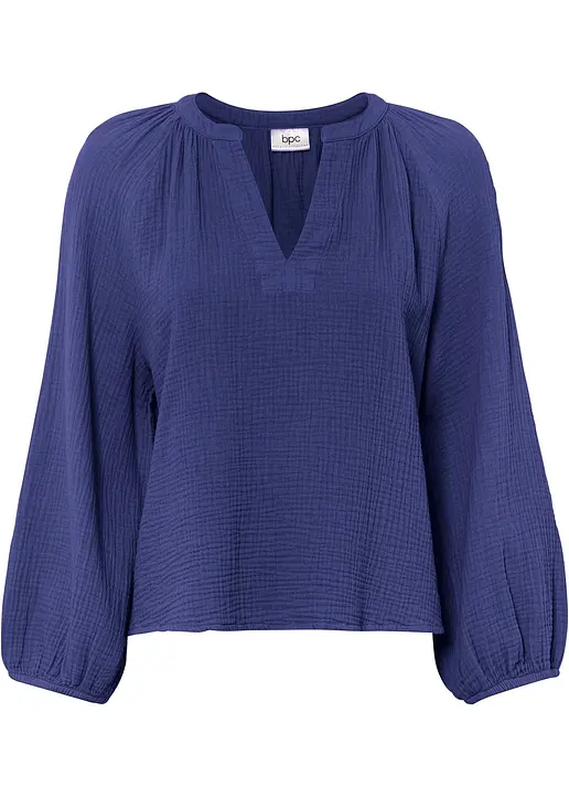 Oversize-Bluse aus Musselin in lila von vorne - bonprix