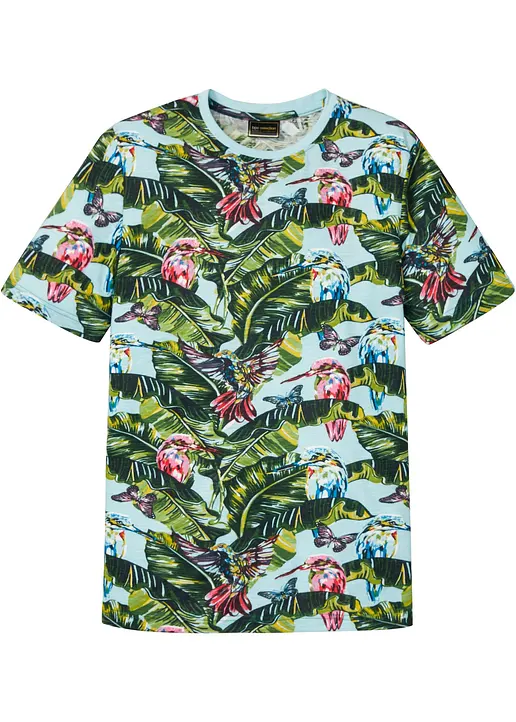 T-Shirt aus reiner Bio-Baumwolle in blau von vorne - bonprix