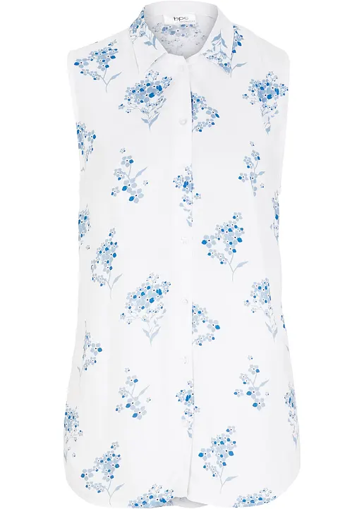 Viskose-Bluse, ärmellos in weiß von vorne - bonprix