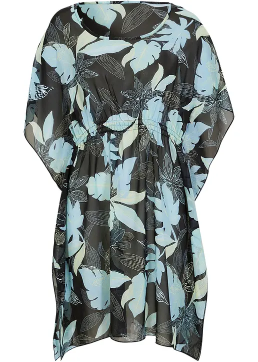 Chiffon Strand Tunika in schwarz von vorne - bonprix