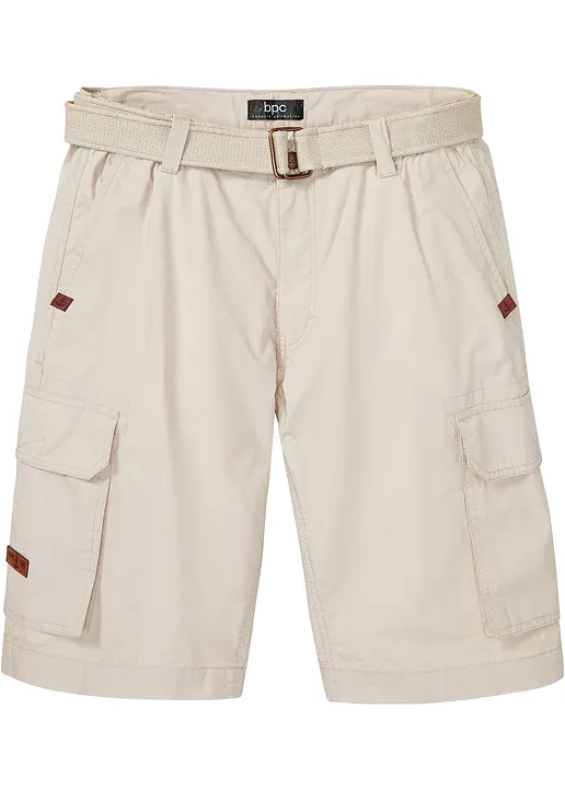 Cargo-Bermuda mit Gürtel, Regular Fit in grau von vorne - bonprix