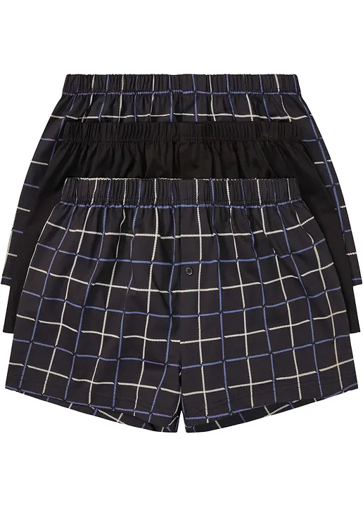 Lockere Jersey Boxershorts (3er Pack) in schwarz von vorne - bonprix