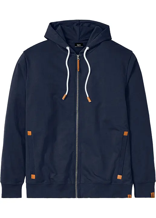 Kapuzen-Sweatjacke mit recyceltem Polyester in blau von vorne - bonprix