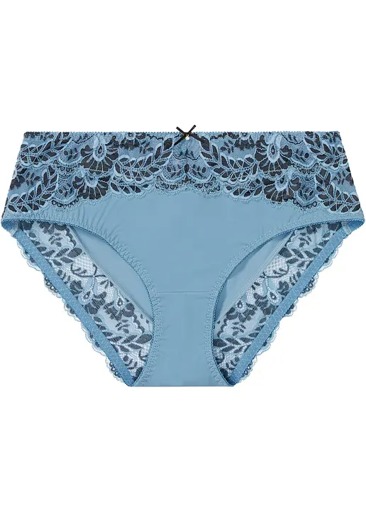 Maxislip mit zarter Spitze in blau von vorne - bonprix