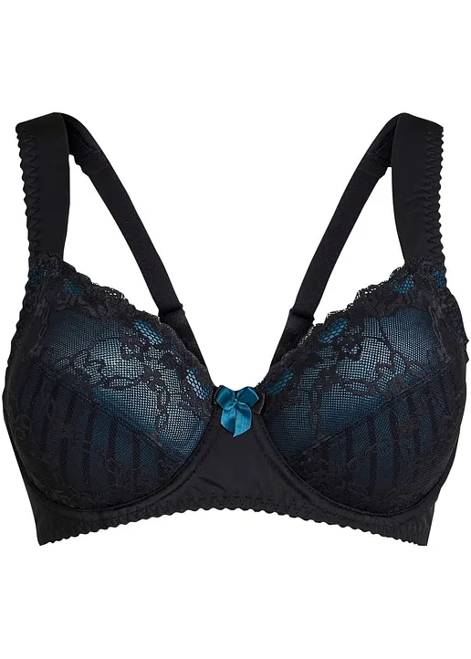 Minimizer-BH mit gepolsterten Trägern in schwarz von vorne - bonprix