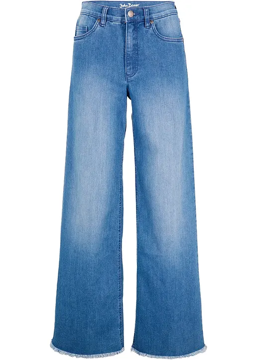 Wide-Leg-Jeans High Waist in blau von vorne - bonprix