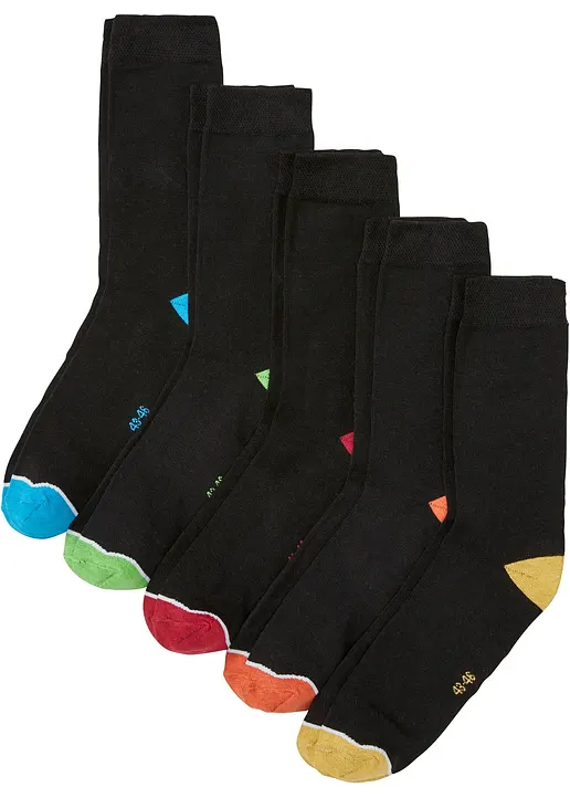 Socken mit Bio-Baumwolle (5er Pack) in schwarz von vorne - bonprix