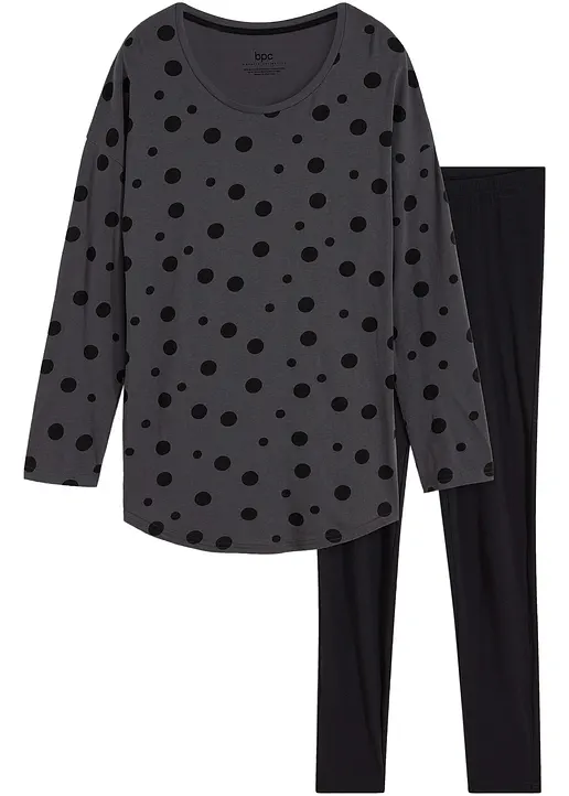 Oversized Pyjama mit Leggings in grau von vorne - bonprix