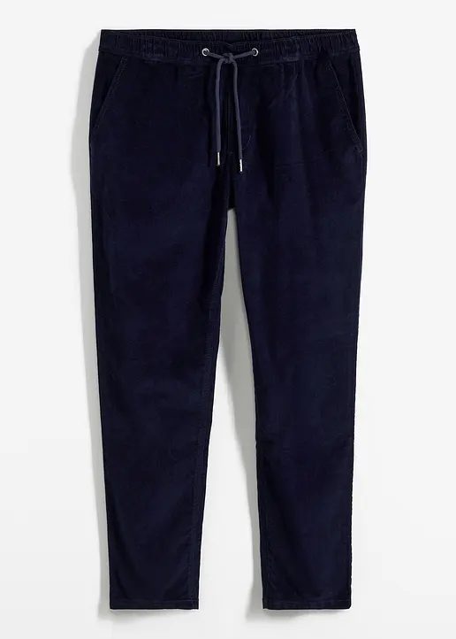 Regular Fit Cord-Schlupfhose, Straight in blau von vorne - bonprix