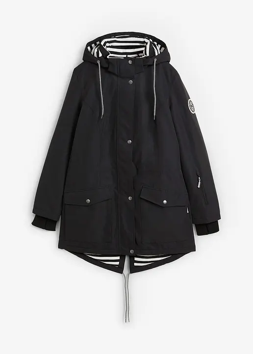 wasserdichte Funktions-Übergangsjacke in schwarz von vorne - bonprix