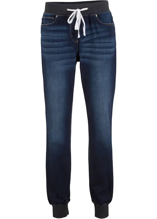 Boyfriend Jeans Mid Waist, Bequembund in blau von vorne - bonprix
