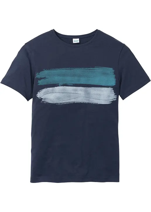 T-Shirt aus reiner Bio-Baumwolle in blau von vorne - bonprix
