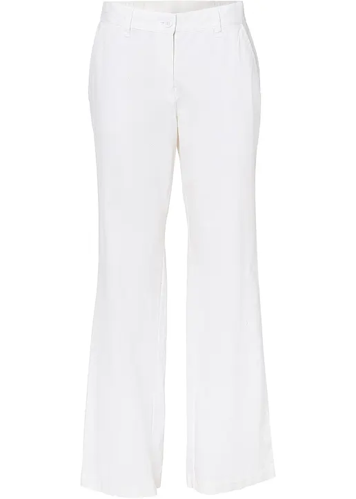 Webhose mit Leinen und Bequembund in weiß von vorne - bonprix