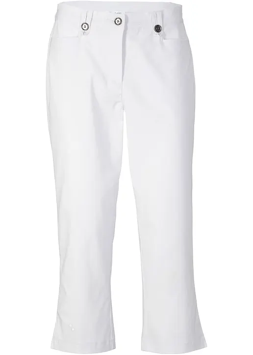 7/8-Bengalin-Hose mit Schlitz und Bequembund in weiß von vorne - bonprix