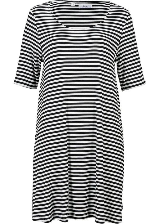 Tunika-Shirt aus Viskose-Mix in schwarz von vorne - bonprix