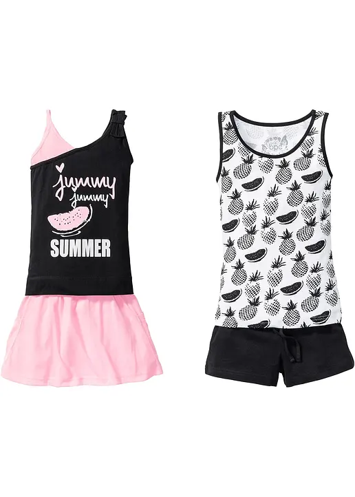 Mädchen Top + Shorts + Rock (4-tlg. Set) in schwarz von vorne - bonprix