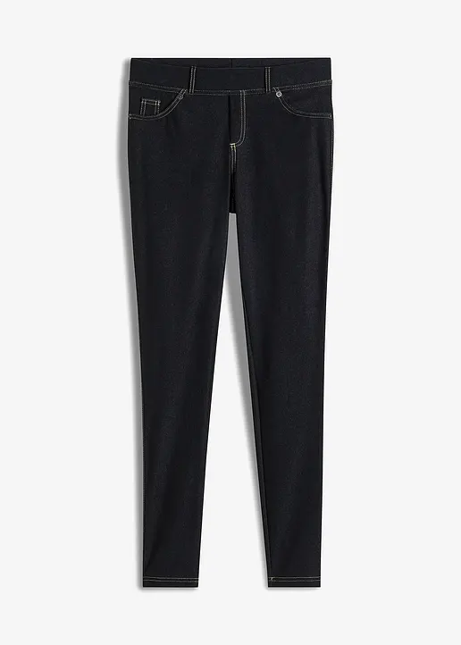 Leggings in Jeansoptik in schwarz von vorne - bonprix
