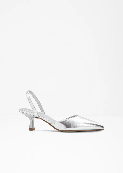 Sling Pumps in silber von vorne - bonprix