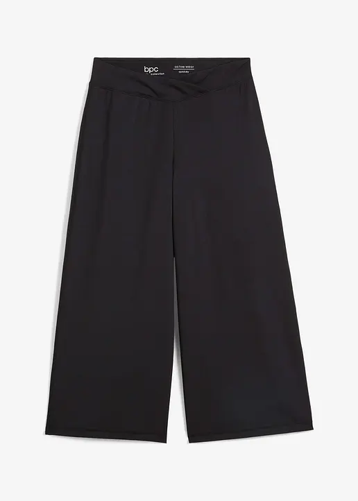 Wadenlange Sport-Hose, schnelltrocknend in schwarz von vorne - bonprix