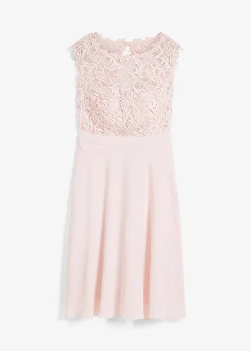 Minikleid mit Spitze in rosa von vorne - bonprix