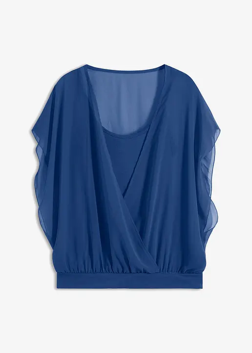 Shirtbluse in blau von vorne - bonprix