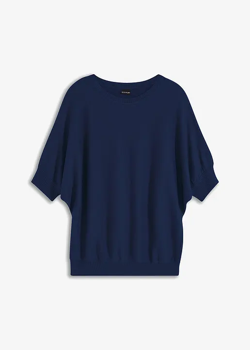 Feinstrickpullover in blau von vorne - bonprix