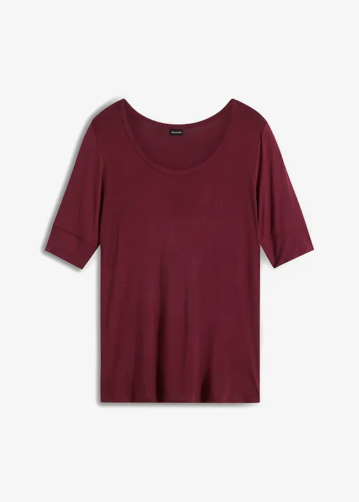 Rundhalsshirt aus softer Viskose in rot von vorne - bonprix