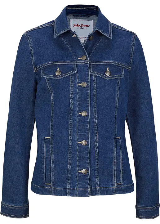 Jeansjacke in blau von vorne - bonprix