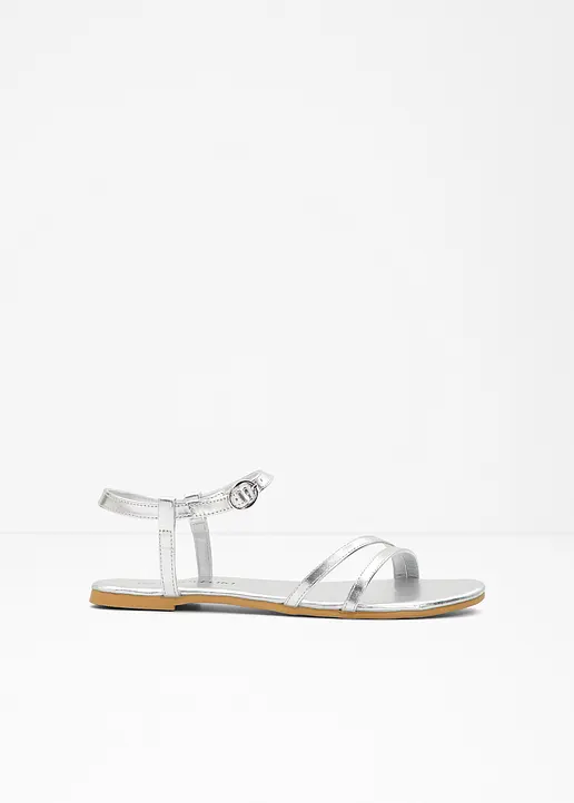 Sandale in silber von vorne - bonprix