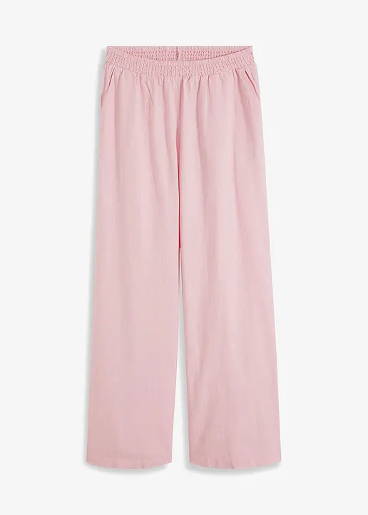 Palazzo-Hose aus Leinen in rosa von vorne - bonprix