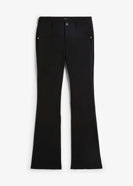 Bengalin-Stretch-Hose, Bootcut in schwarz von vorne - bonprix