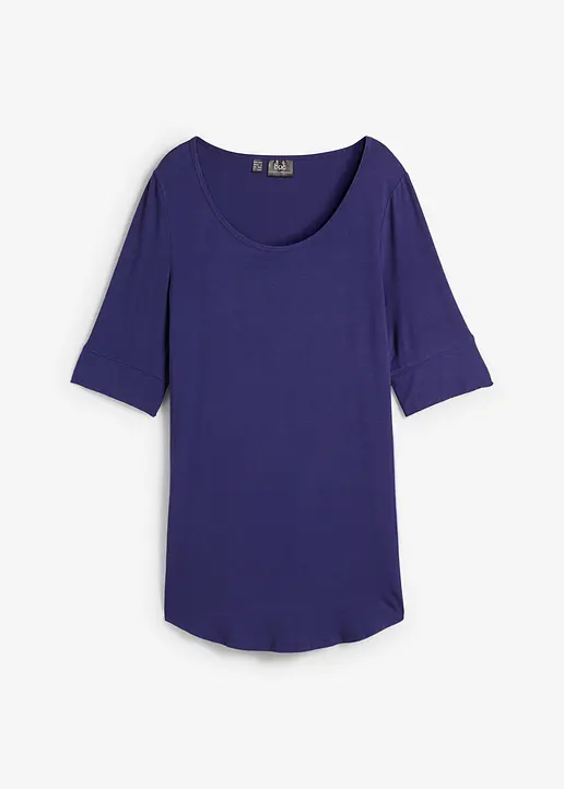 Long-Shirt aus softer Viskose in blau von vorne - bonprix