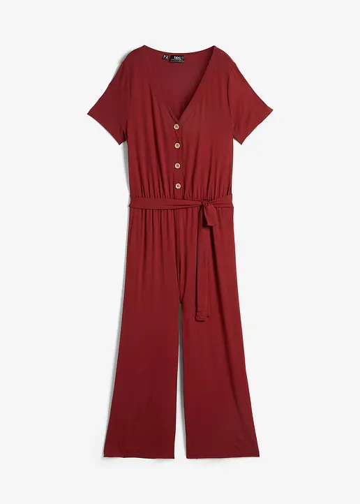 Jersey-Jumpsuit aus Viskose-Mix in rot von vorne - bonprix