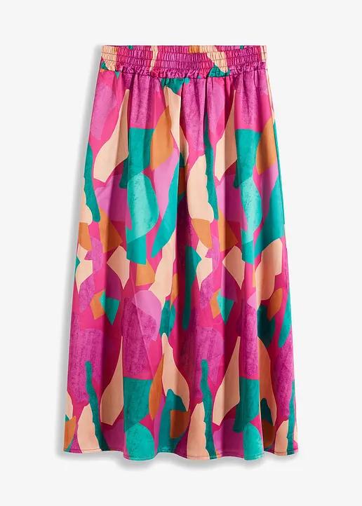 bedruckter Satin-Rock in pink von vorne - bonprix