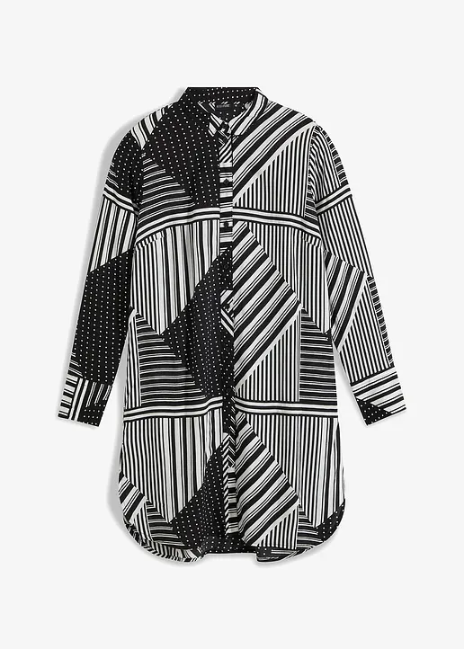 Longbluse in schwarz von vorne - bonprix