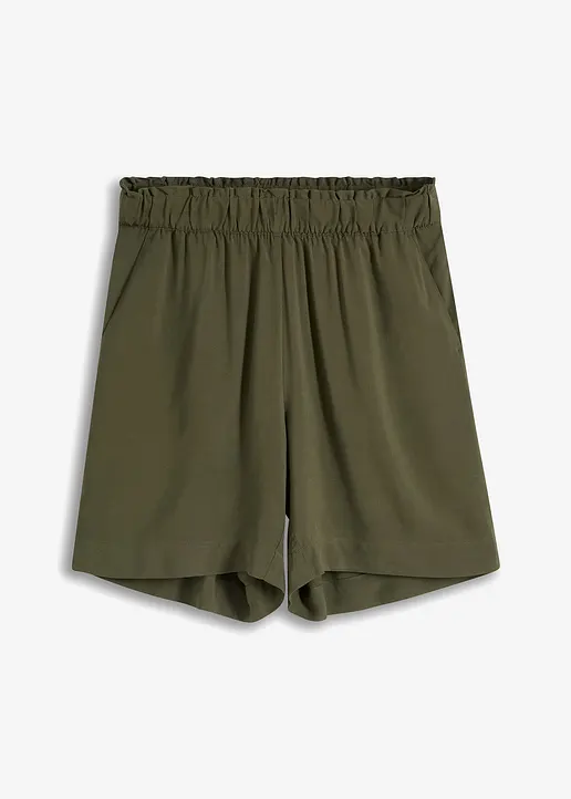 Schlupf-Shorts aus Viskose in grün von vorne - bonprix