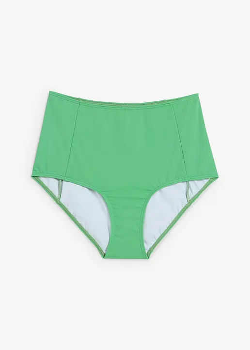 Highwaist-Bikinihose mit normalem Beinausschnitt in grün von vorne - bonprix