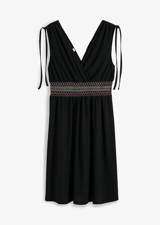 Kleid mit Raffung in schwarz von vorne - bonprix