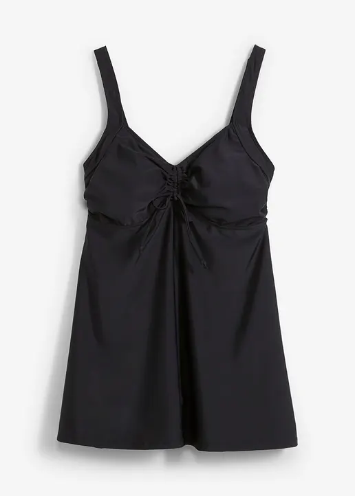 Long Tankini Oberteil in schwarz von vorne - bonprix