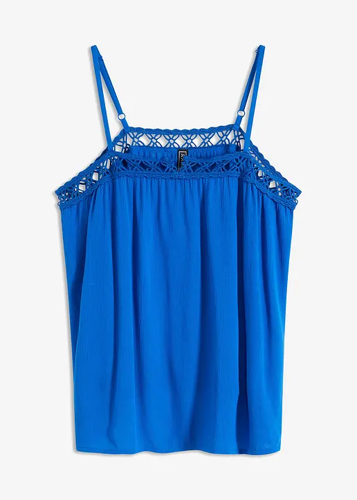 Blusentop mit Spitze in blau von vorne - bonprix