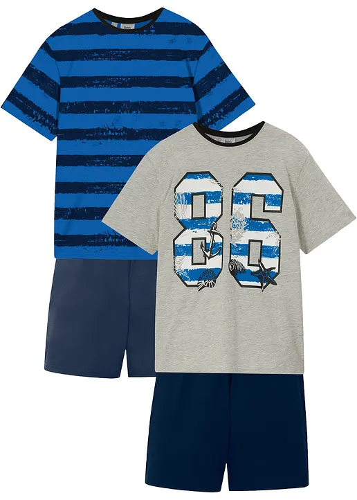 Shorty mit weicher Baumwolle (4-tlg. Set) in blau - bonprix
