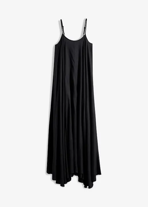 Maxikleid aus feiner Viskose in schwarz von vorne - bonprix
