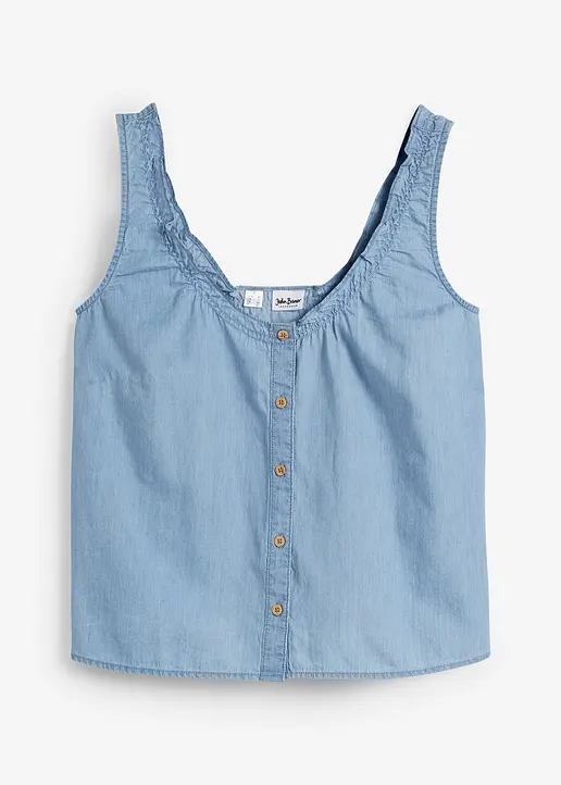 Jeans-Blusentop in blau von vorne - bonprix