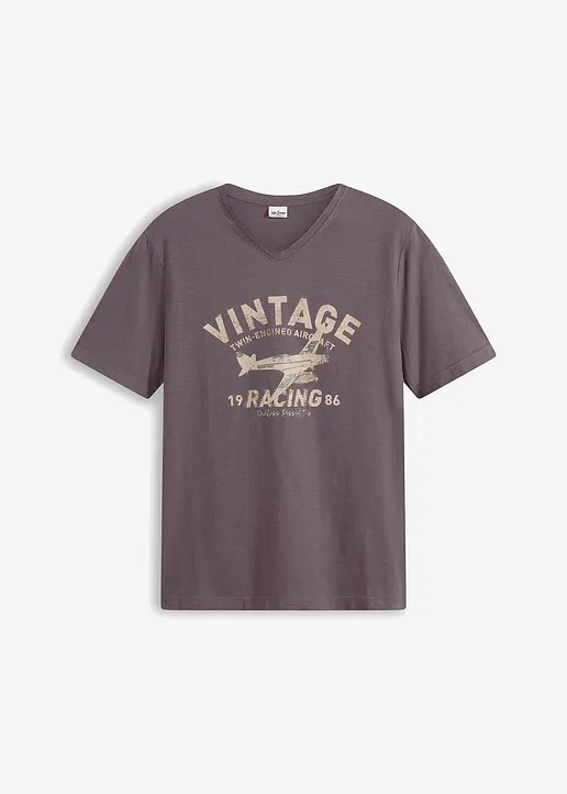 T-Shirt aus Flammgarn in lila von vorne - bonprix