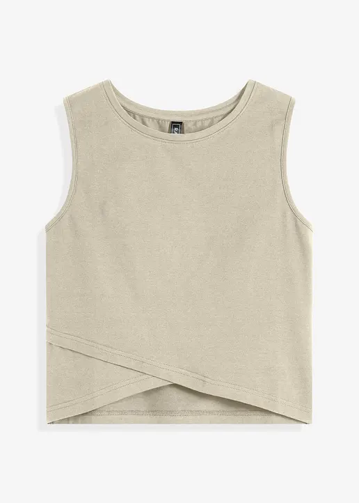Cropped Top aus weichem Baumwoll-Mix in beige von vorne - bonprix