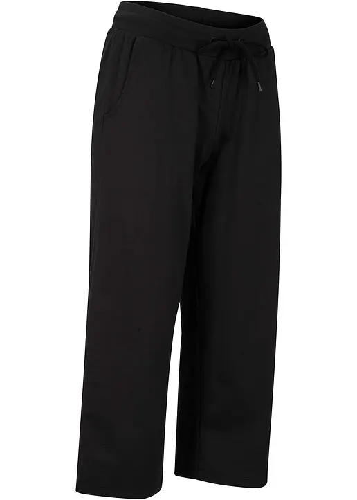 Jogginghose aus reiner Bio-Baumwolle in schwarz von vorne - bonprix